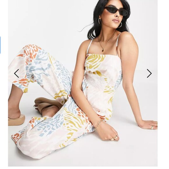 NWT ASOS DESIGN button open back minimalist jumpsuit in marble print Size 0 - Picture 1 of 4